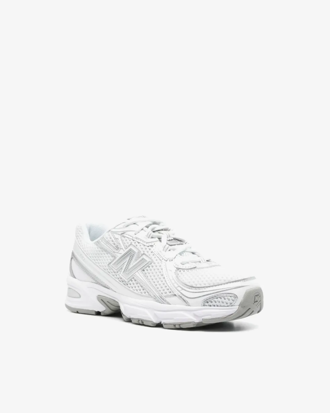 New Balance 740 White / Metallic Silver Sneakers short - distance shoes running in a softball field area shoes