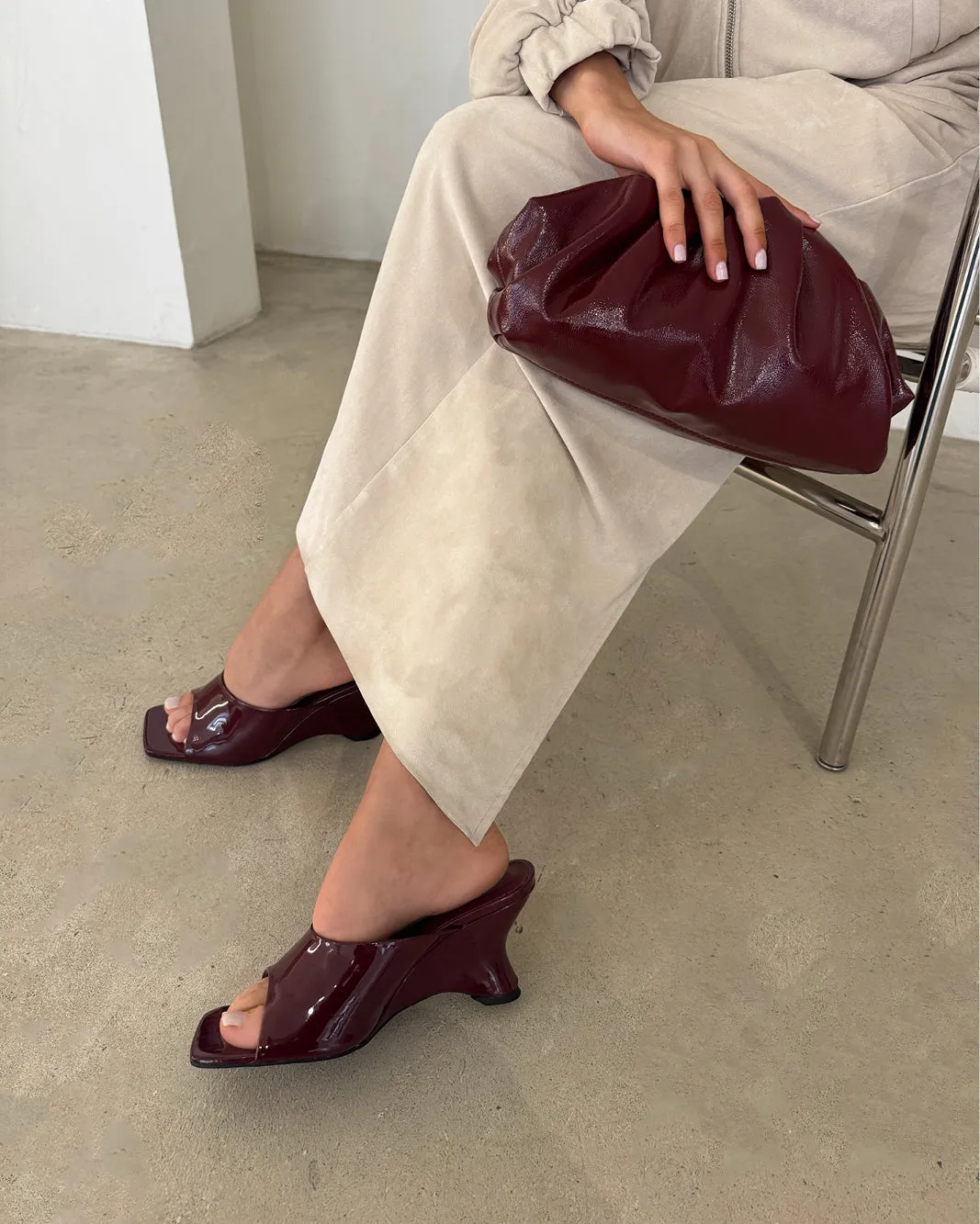 Holiday Fashion Heels Luxe Leather Heels ISELLE - DARK CHERRY PATENT