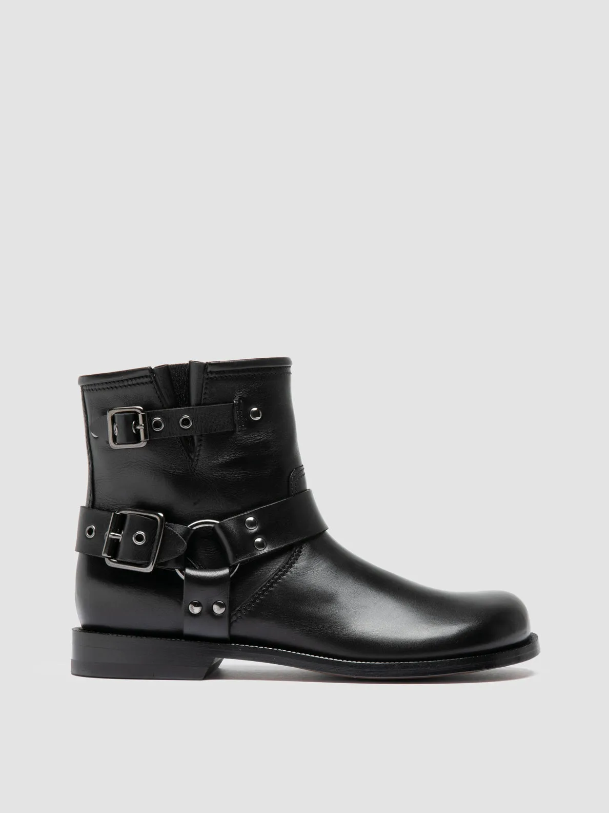 EMERALD 016 - Black Leather Pull-On Boots padded insole