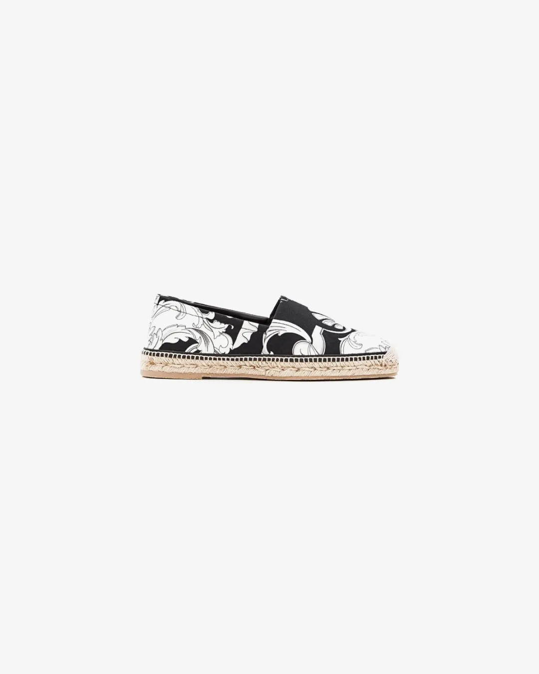asphalt - running shoes trail - hiking running shoes Versace Baroque Espadrille in White & Black.
