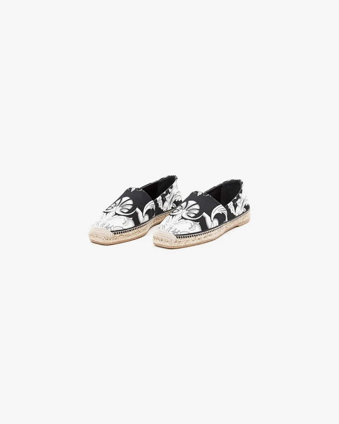 elastic - band - feature shoes Running Headphones Versace Baroque Espadrille in White & Black.