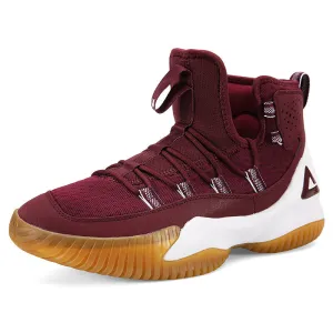 Quick Drying PEAK Men Court Basketball Shoes Cushioning Sneakers Burgundy  DA830551