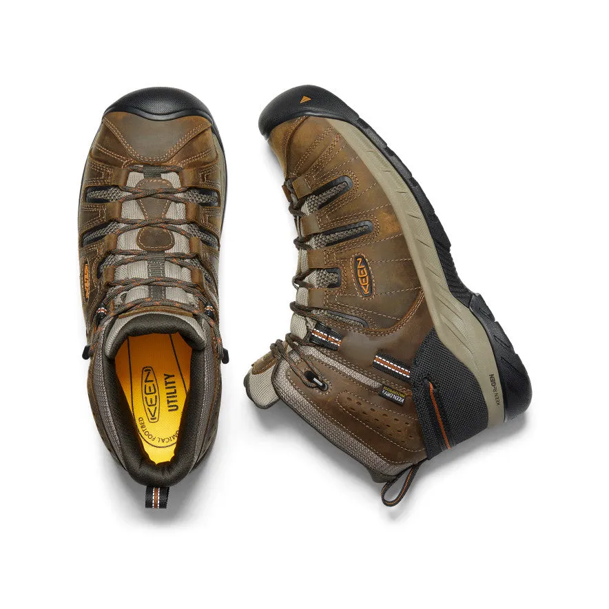 Supportive Hiking Adventure Ready Gear Men's Flint II Waterproof Mid (Soft Toe)  |  Black Olive/Brindle