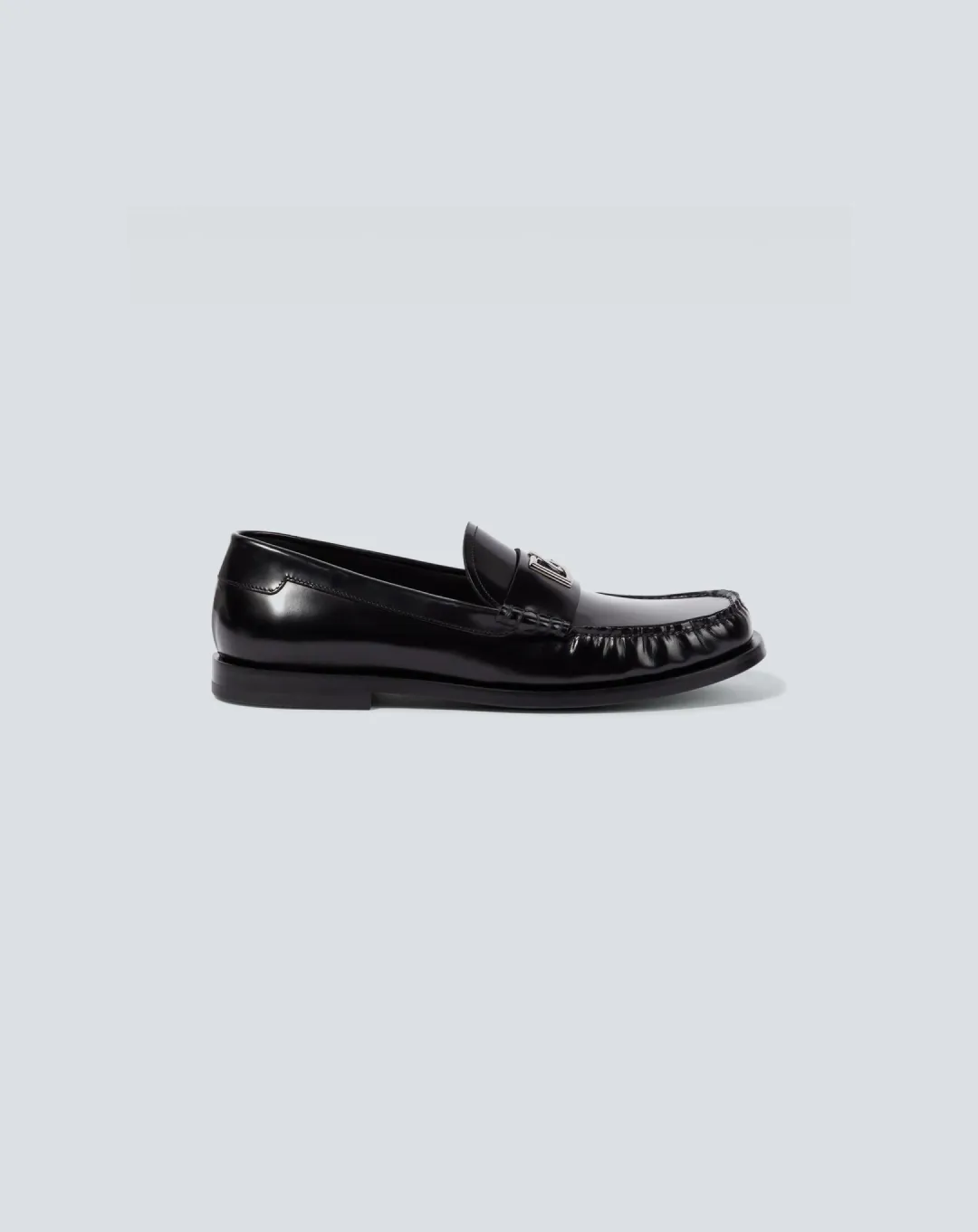 Dolce &amp; Gabbana Logo-Plaque Leather Loafers curved - last shoes All - age