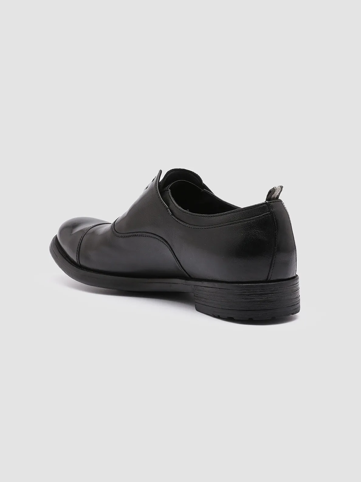 HIVE 004 - Black Leather Oxford Shoes Velcro Strap