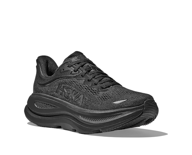 amateur running footwear running on a track oval HOKA Men's Bondi 9 Black/Black