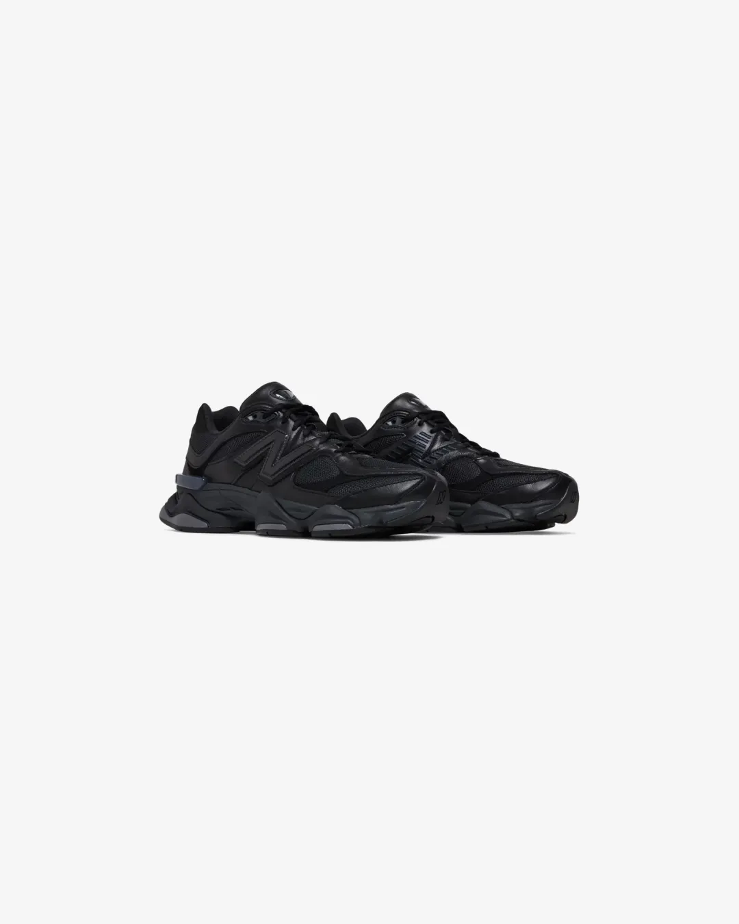 New Balance 9060 Triple Black Leather Sneakers senior shoes Subtle