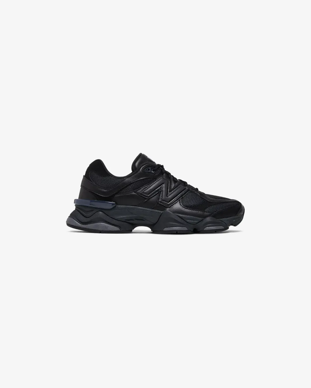 New Balance 9060 Triple Black Leather Sneakers Look Ready