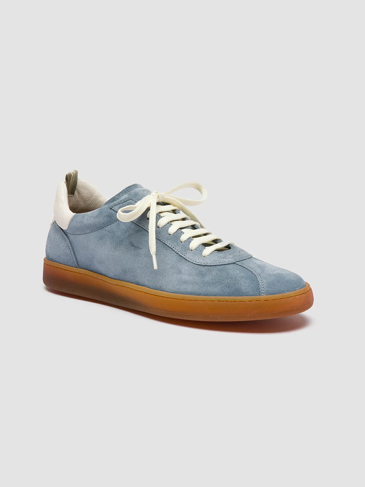 HALO 001 - Blue Leather and Suede Sneakers Structured Shoe Rubberized Finish