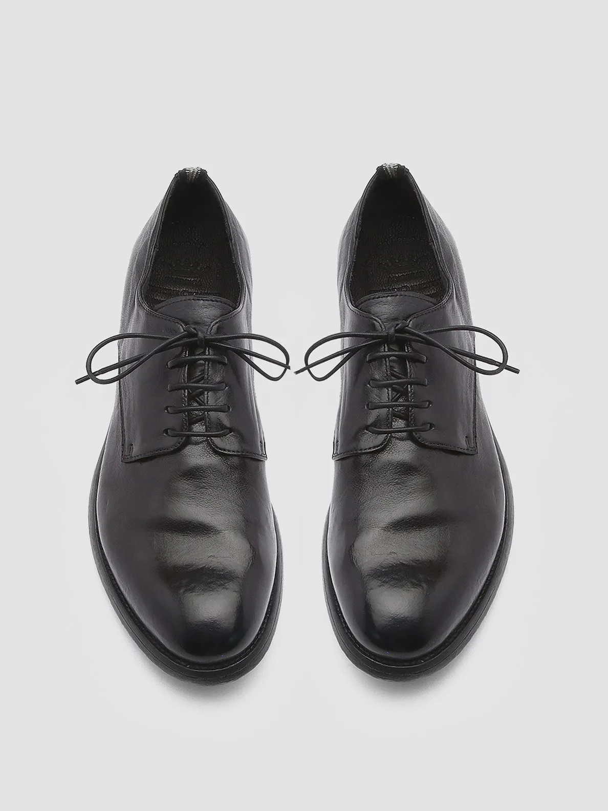 Stylish Timeless Profile HIVE 008 - Black Leather Derby Shoes