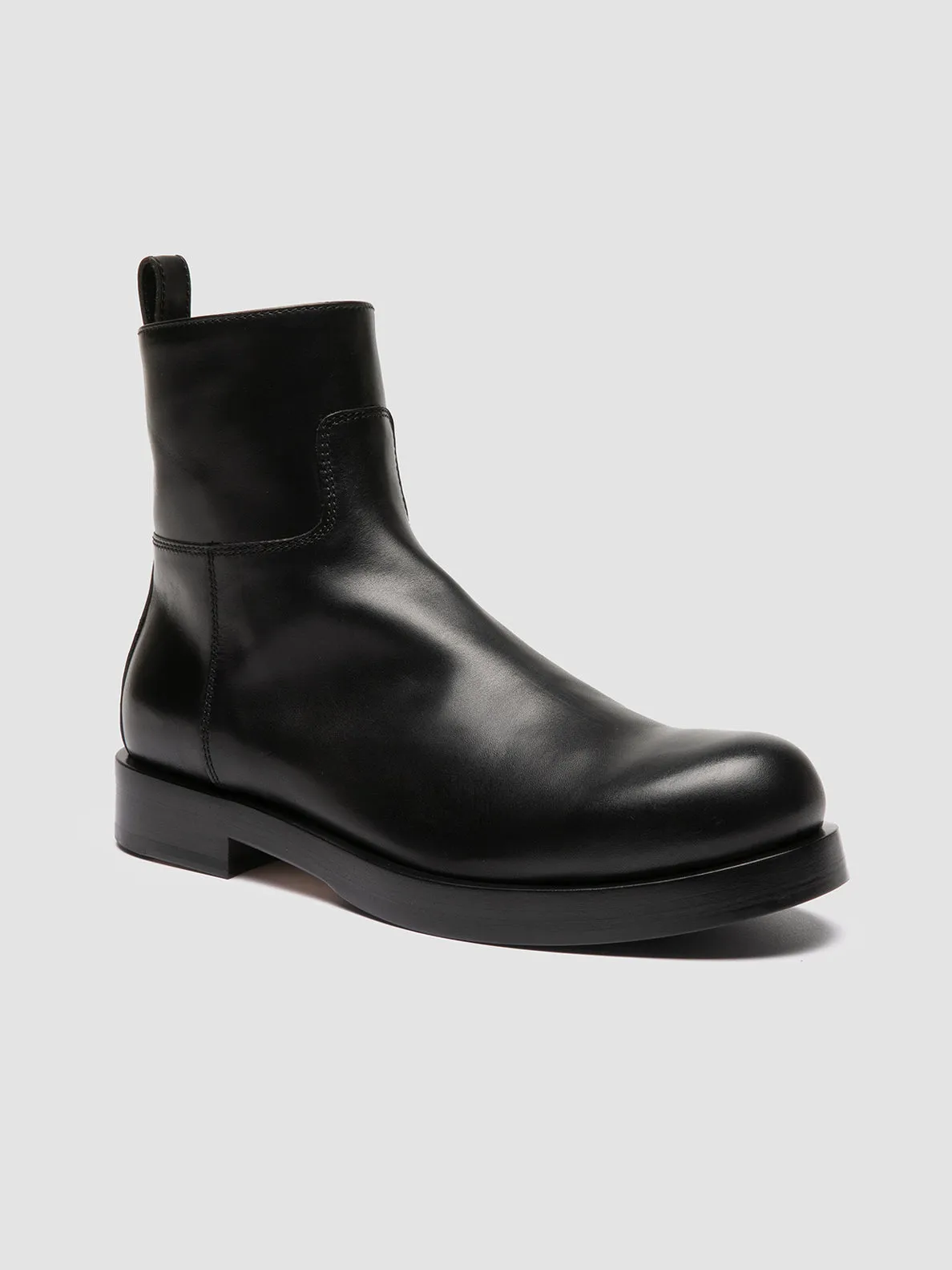BULLA 003 - Black Leather Zipped Boots Luxe Touch