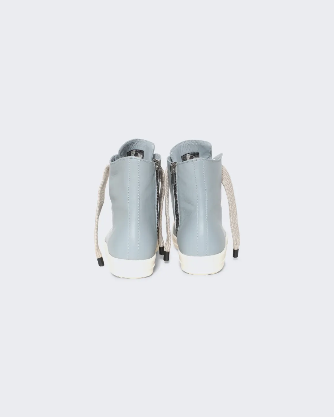 Rick Owens Jumbo Laced High Top Sneakers in Pale Blue and Milk Work Life Party Mood