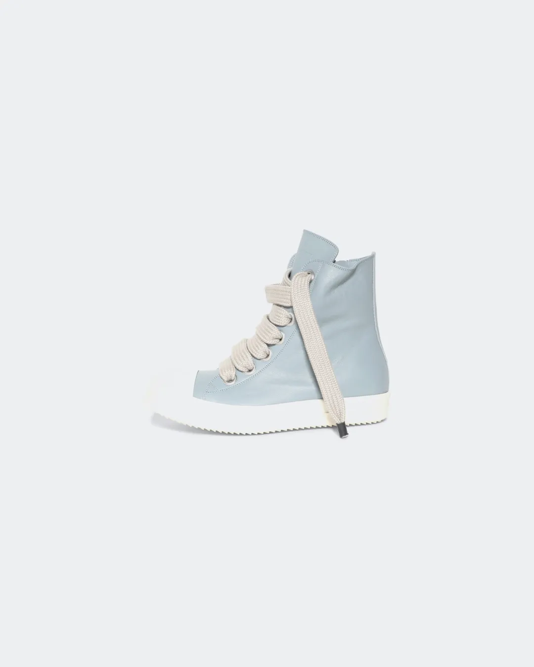 Night Out Rick Owens Jumbo Laced High Top Sneakers in Pale Blue and Milk