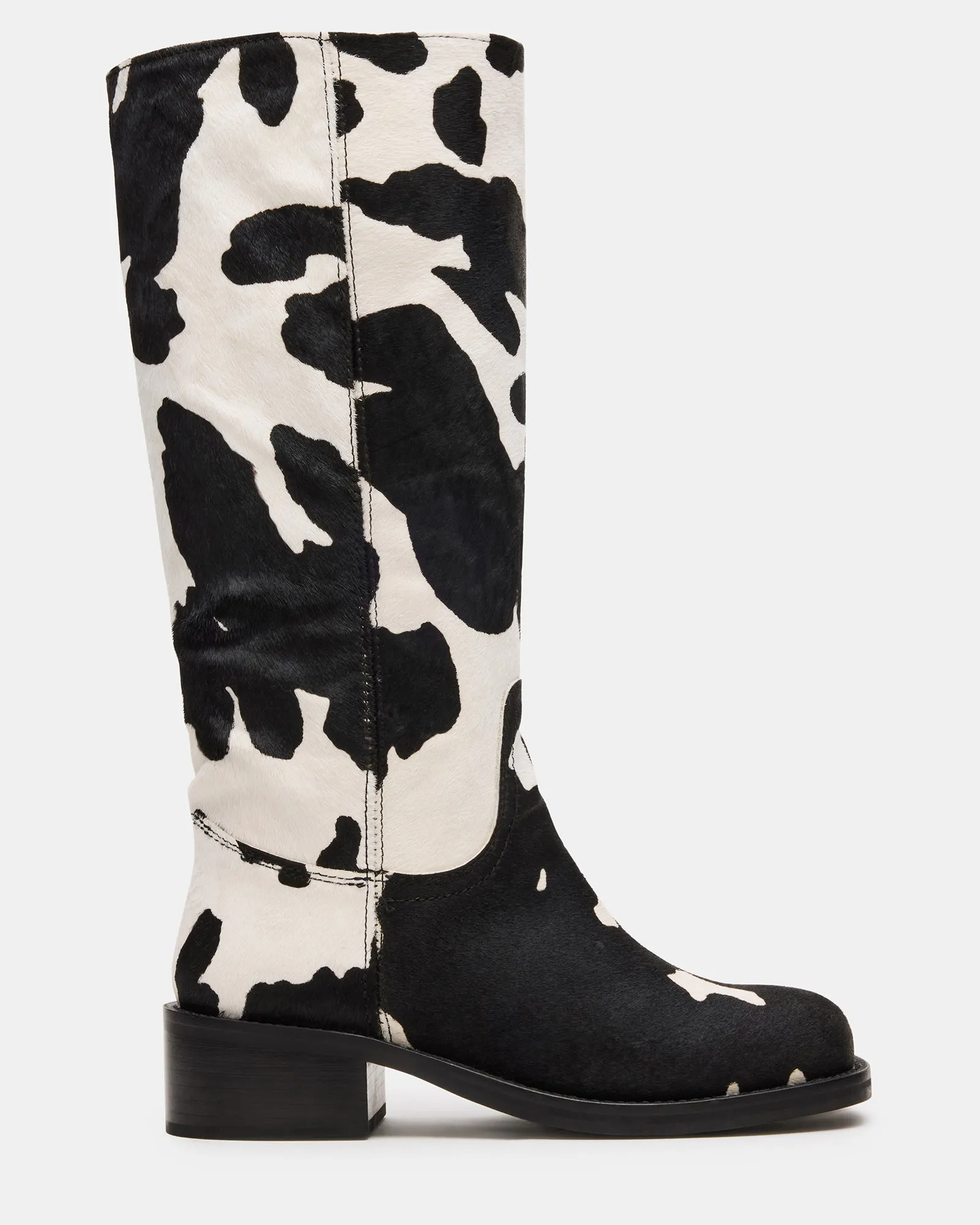 RIGGS BLACK COW PRINT WIDE CALF Resilient Sole Weekend Trek