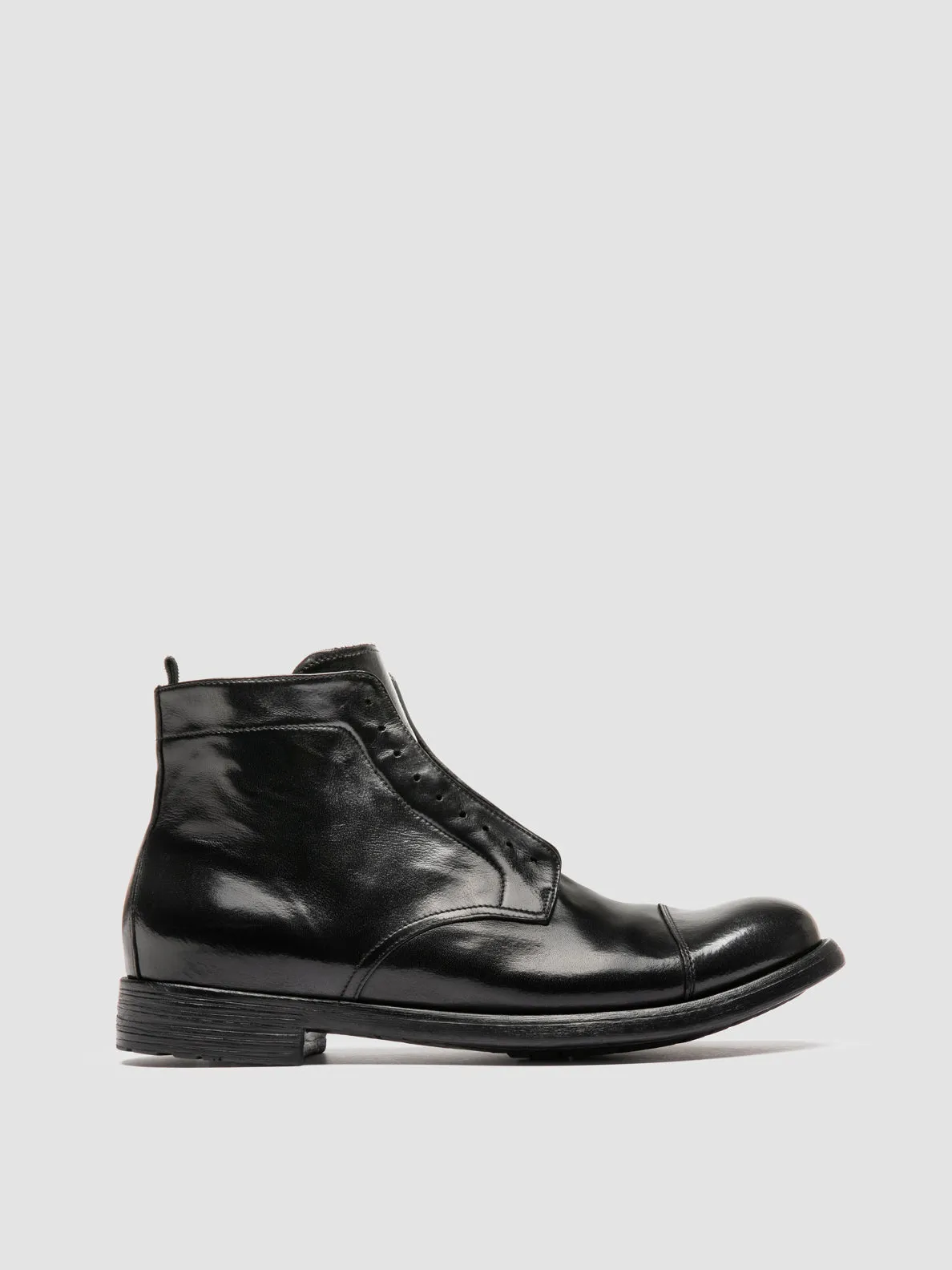 Soft Chic HIVE 005 - Black Leather Zipped Boots