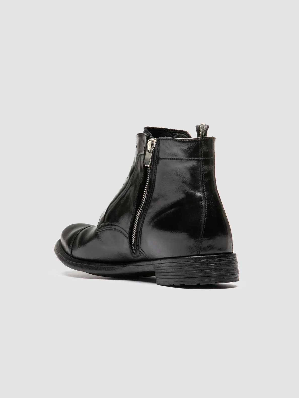 HIVE 005 - Black Leather Zipped Boots Luxe sole