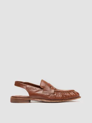 Anti Slip Sole SOLITUDE 102 - Brown Leather Slingback Sandals