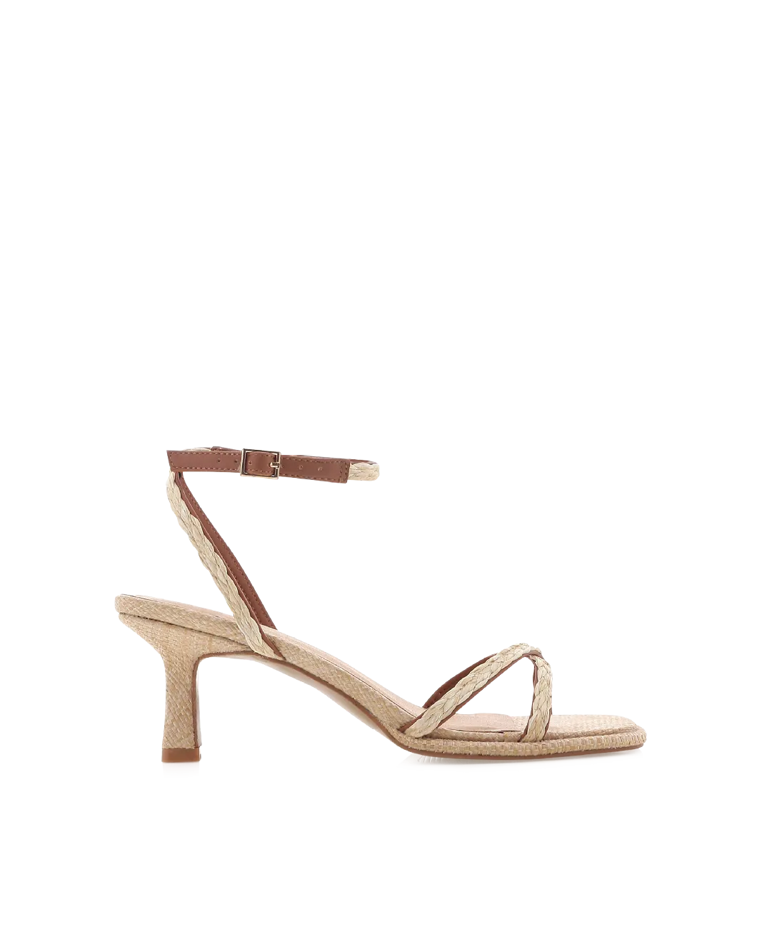 HARISSA - NATURAL RAFFIA Stretchable Wide Strap Heels