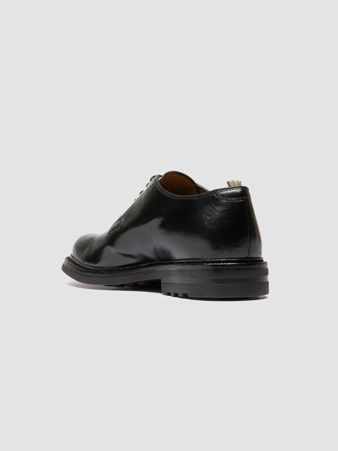 ASTON FLEXI 001 - Black Leather Derby Shoes Smooth Polished Finish