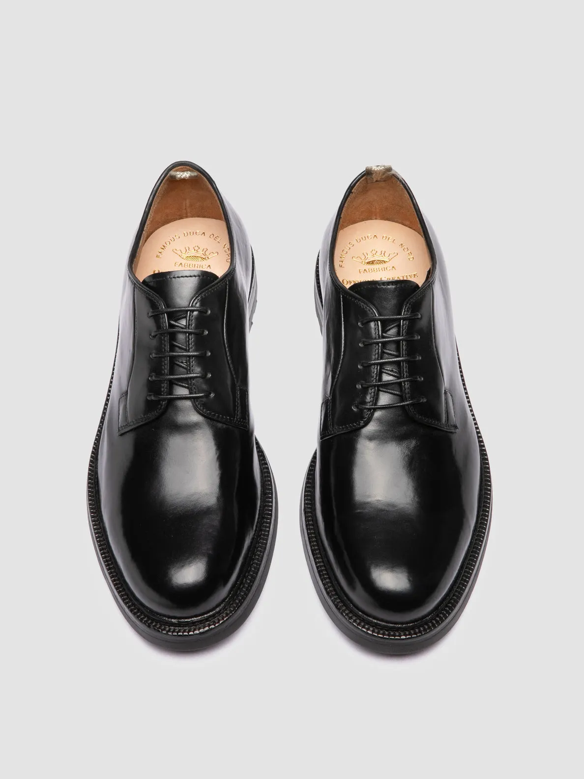 ASTON FLEXI 001 - Black Leather Derby Shoes All Day Walk Boardroom Ready