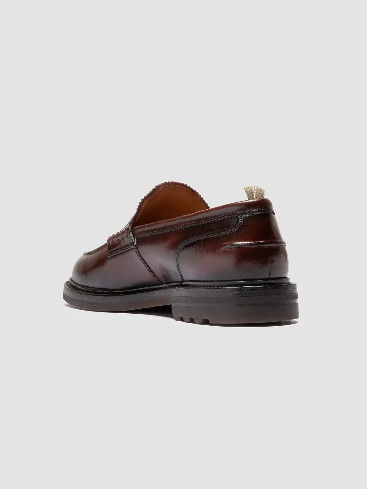 SAX FLEXI 001 - Burgundy Leather Penny Loafers Luxurious Feel