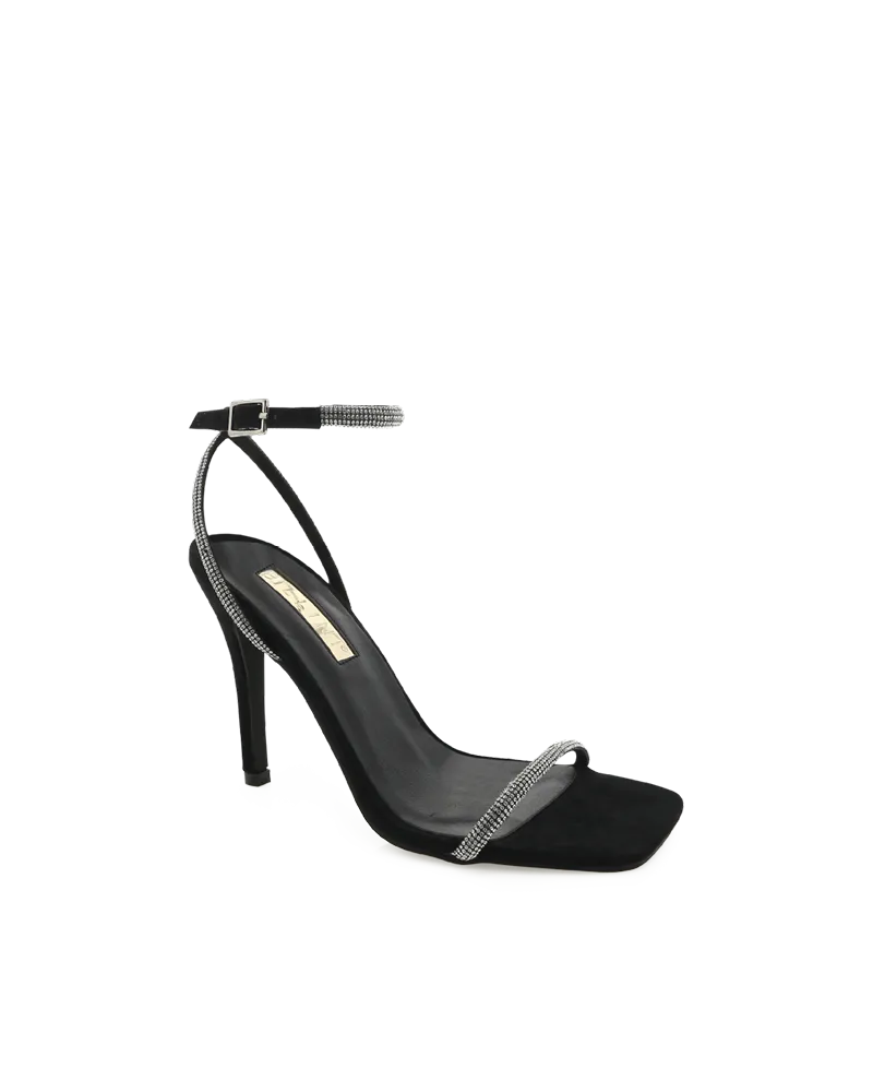 Supportive Casual High Heels for Women STARLETTE - DIAMANTE-BLACK SUEDE