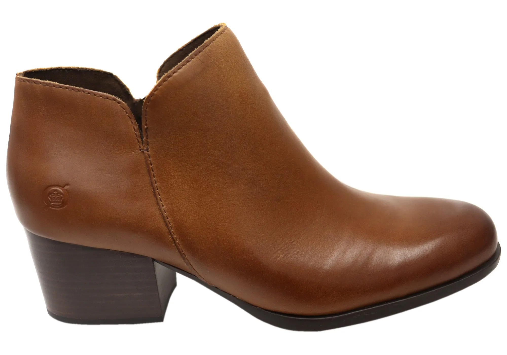Reinforced toe Born Kenzy Womens Comfortable Leather Mid Heel Ankle Boots