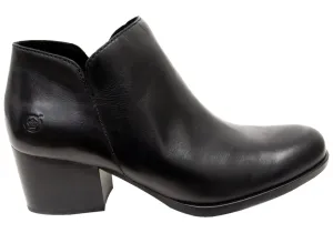 Born Kenzy Womens Comfortable Leather Mid Heel Ankle Boots Fitted Design
