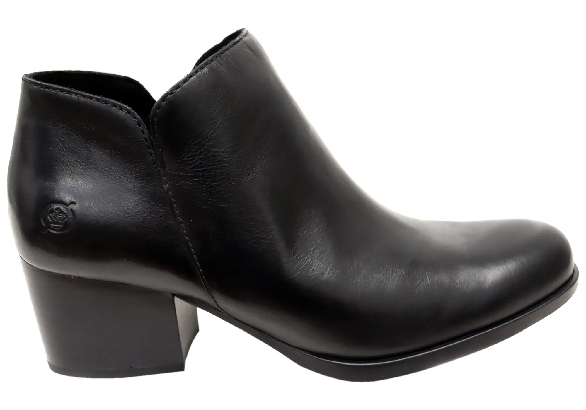 Born Kenzy Womens Comfortable Leather Mid Heel Ankle Boots Fitted Design