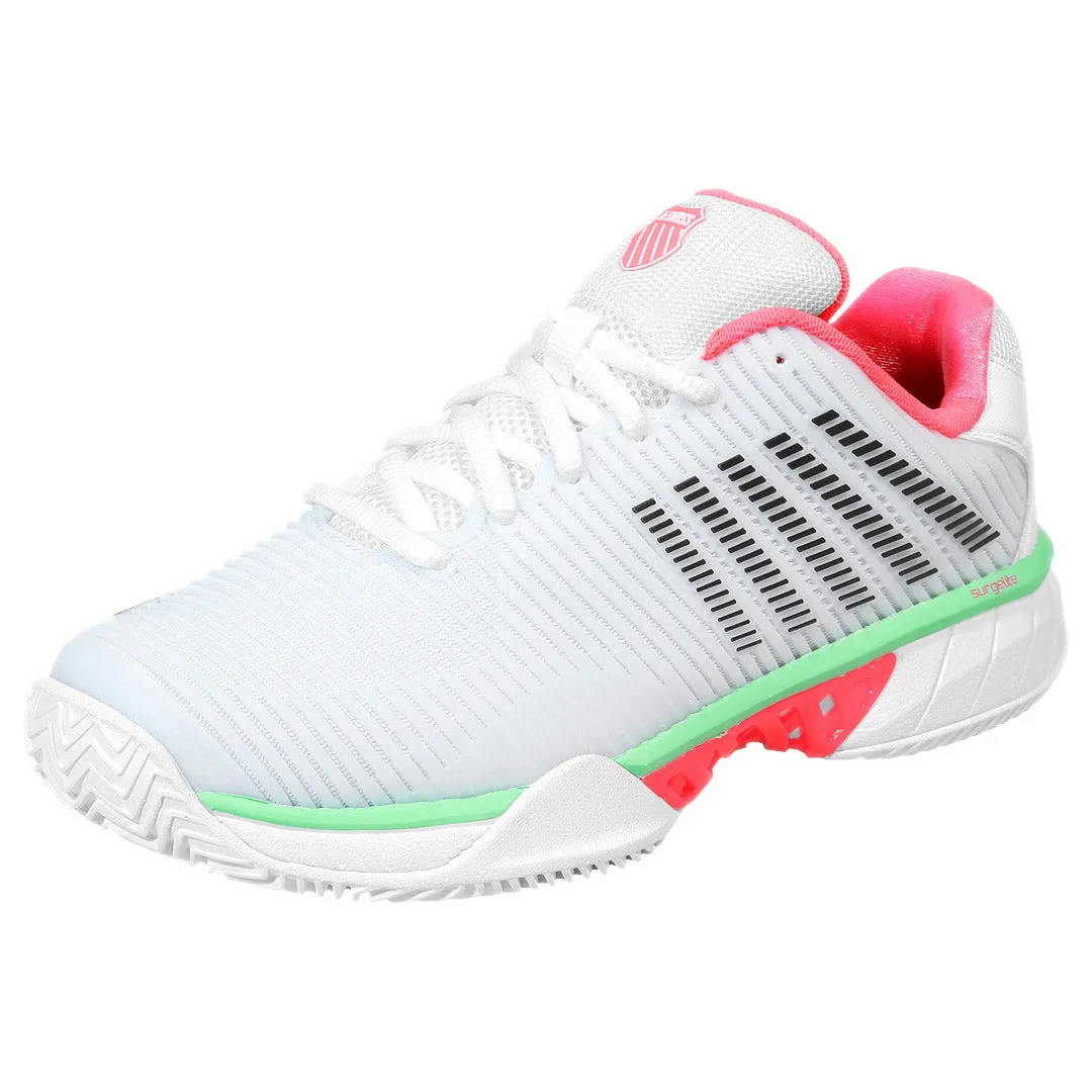 K-Swiss Women's Hypercourt Express 2 - Clay - White/Neon Pastel Pink Everyday Function Balanced feel
