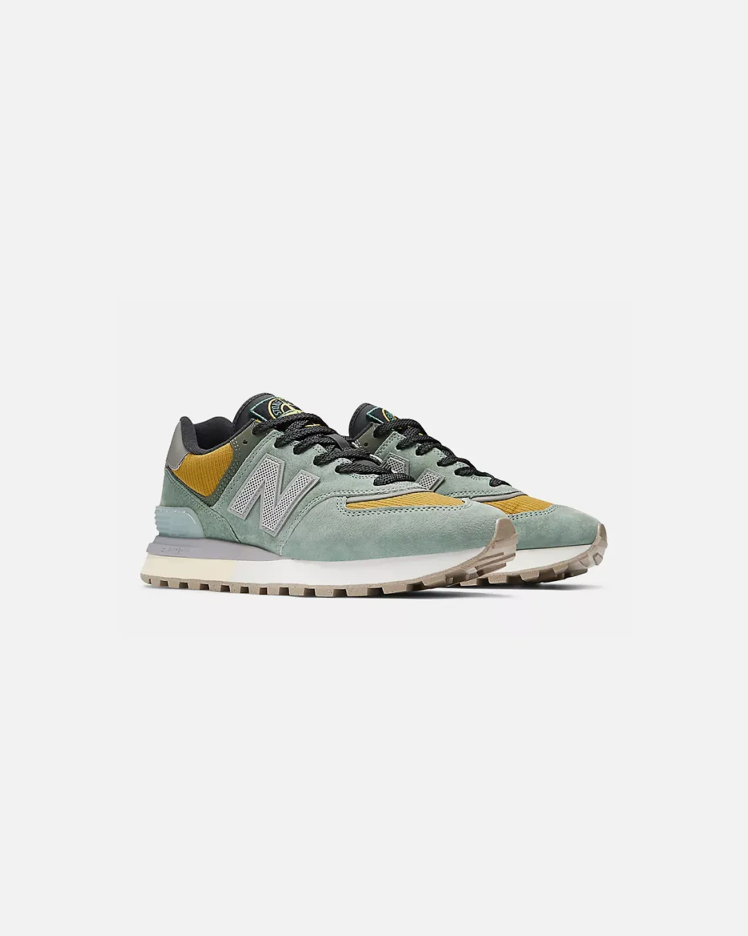 sunny day running shoe condition sports socks New Balance 574 Legacy x Stone Island Light Green Sneakers