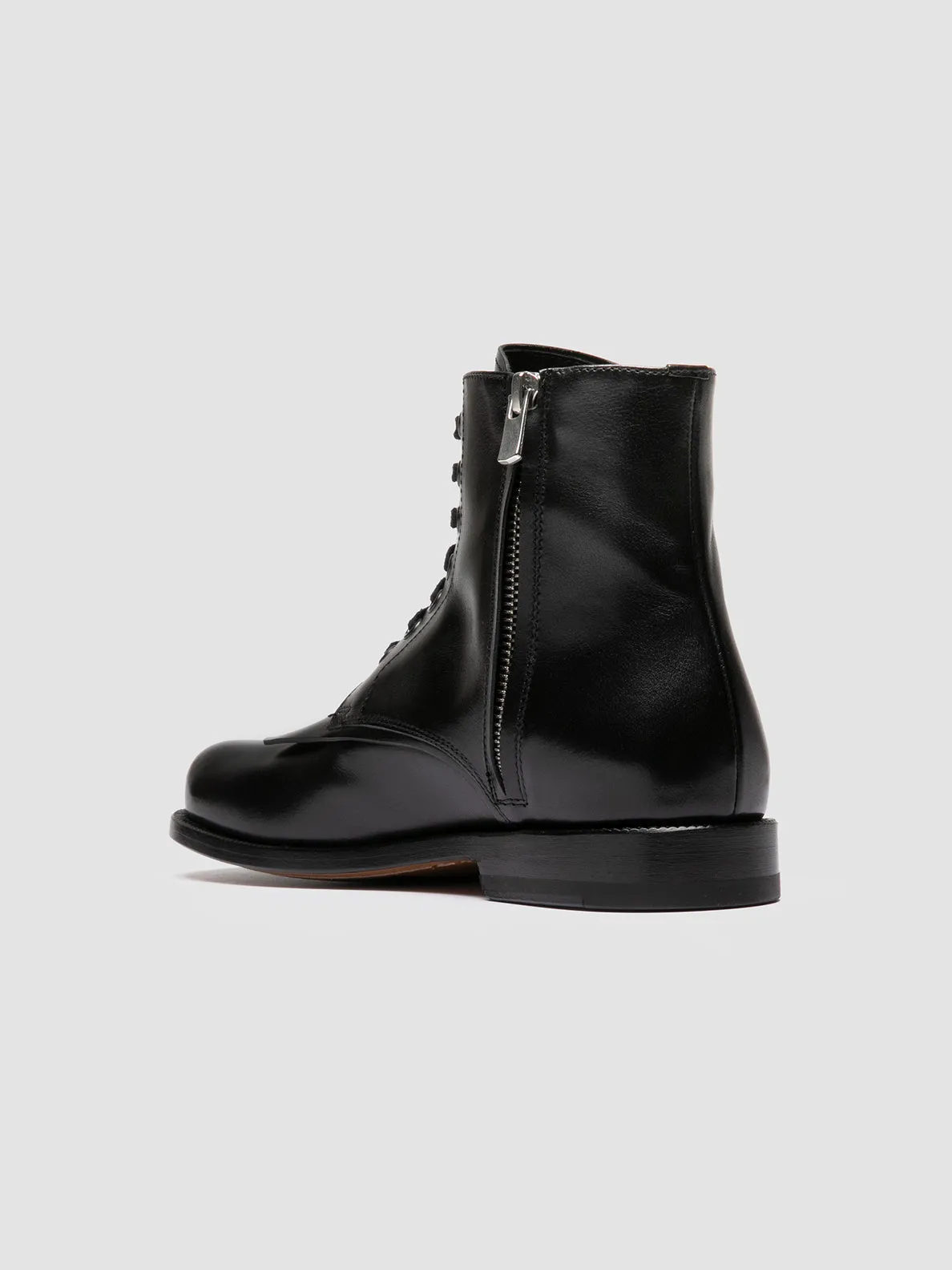 EMERALD 004 - Black Leather Lace-up Boots Dad Style
