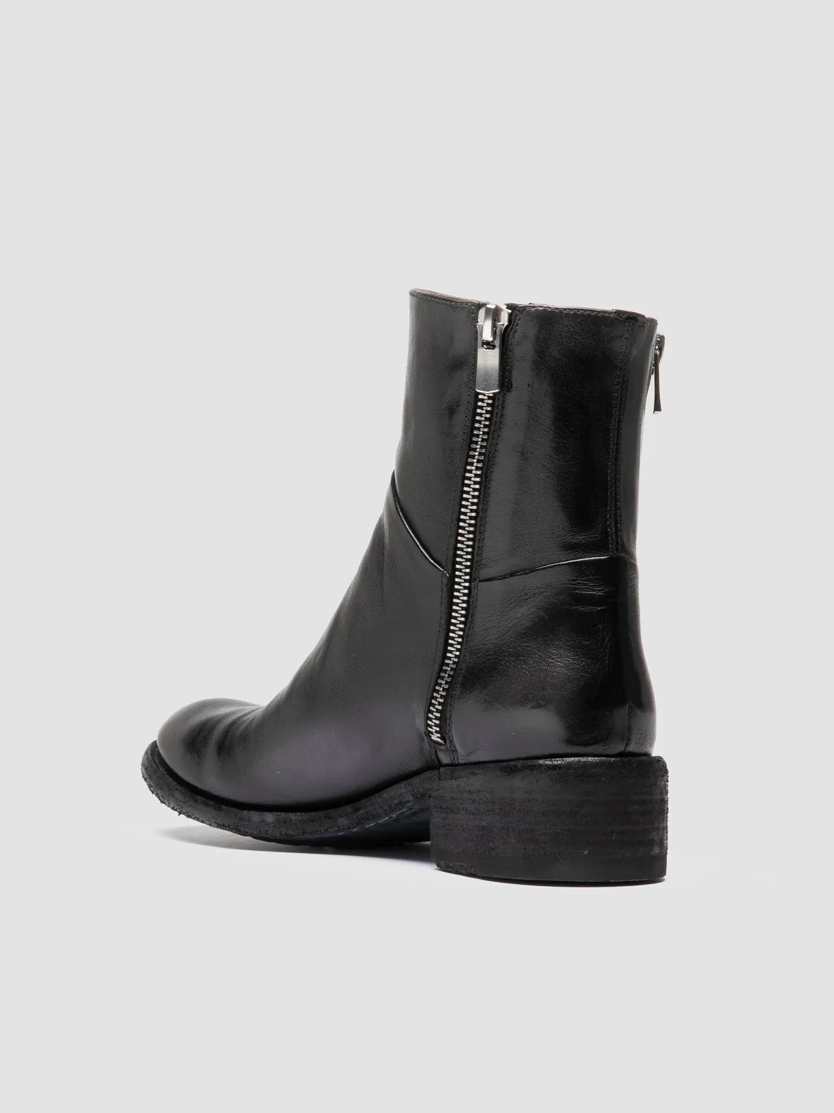LISON 066 - Grey Leather Zipped Boots After Work Airport Run