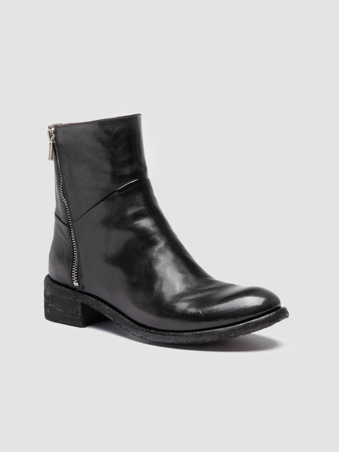 LISON 066 - Grey Leather Zipped Boots Dodge Step Soft Support