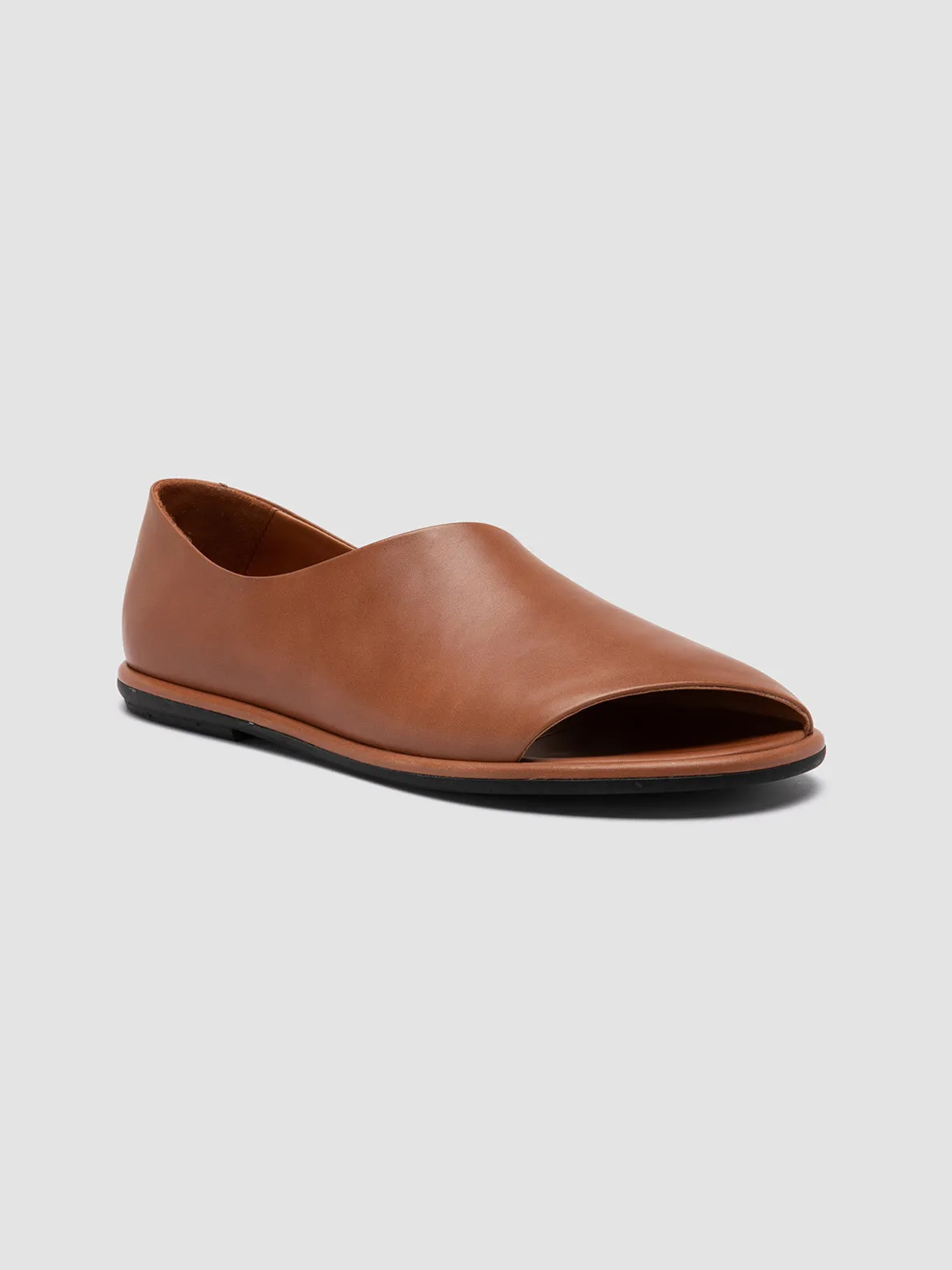 Ocean Path MIENNE 102 - Brown Leather Peep Toe Shoes