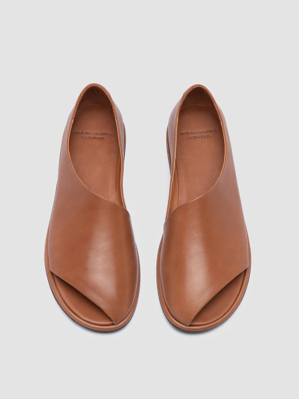 MIENNE 102 - Brown Leather Peep Toe Shoes Heat Day