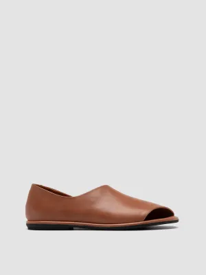 Blossom Step MIENNE 102 - Brown Leather Peep Toe Shoes
