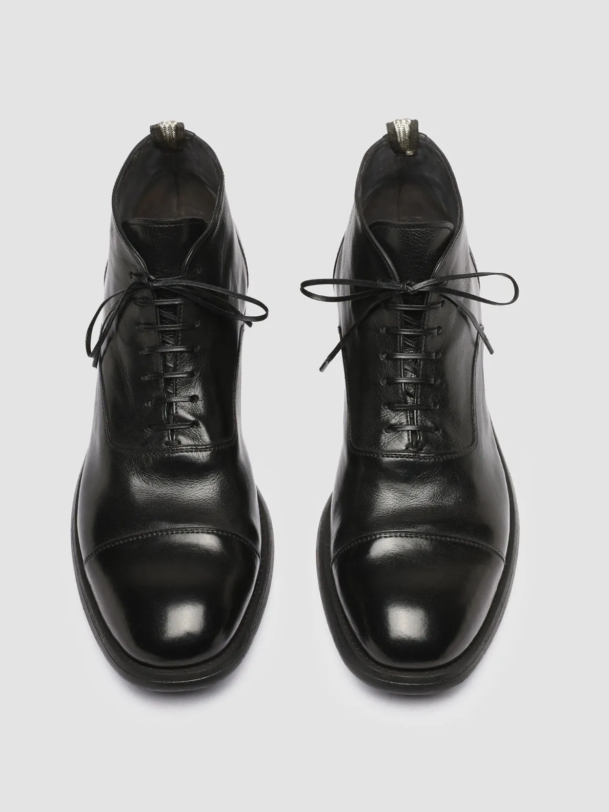 Structured chic CHRONICLE 057 - Black Leather Lace Up Boots