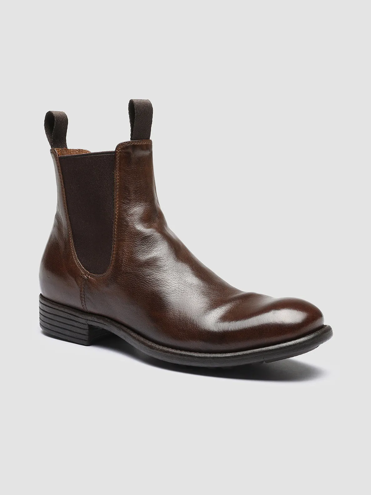 morning jog CALIXTE 004 - Brown Leather Chelsea Boots