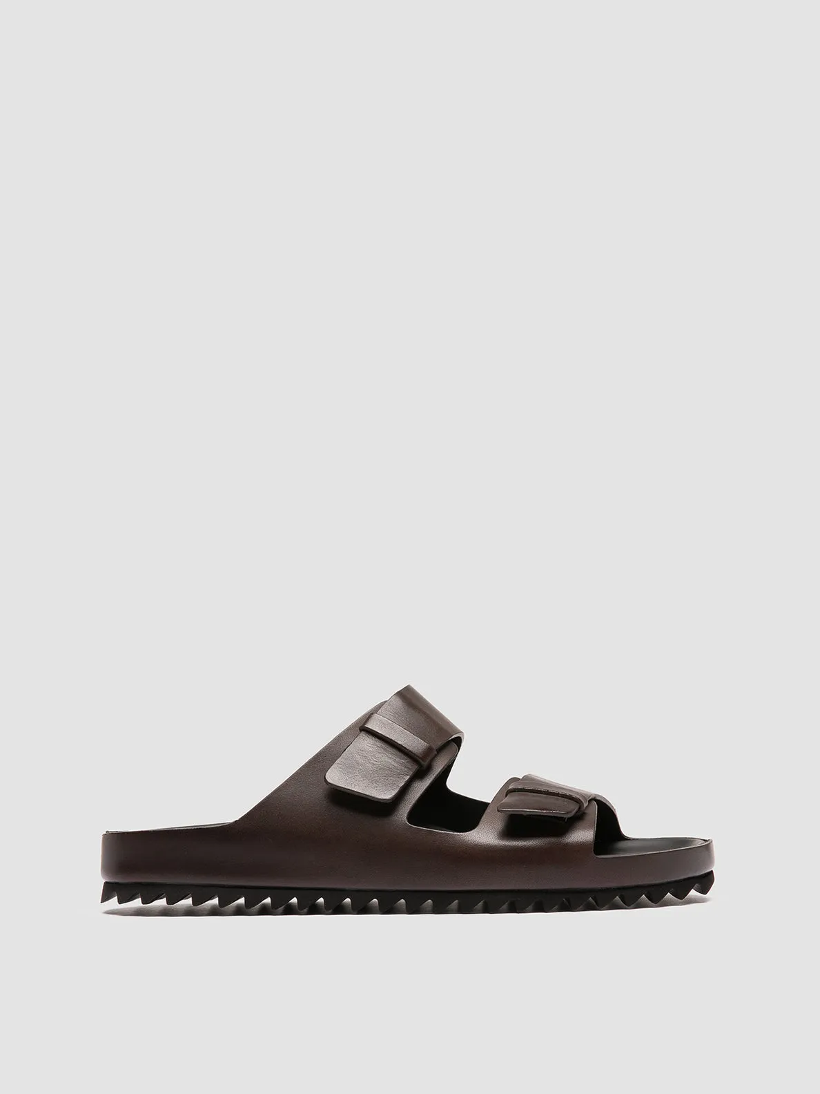 AGOR?? 010 - Brown Leather Slide Sandals Travel Light Supportive Comfort