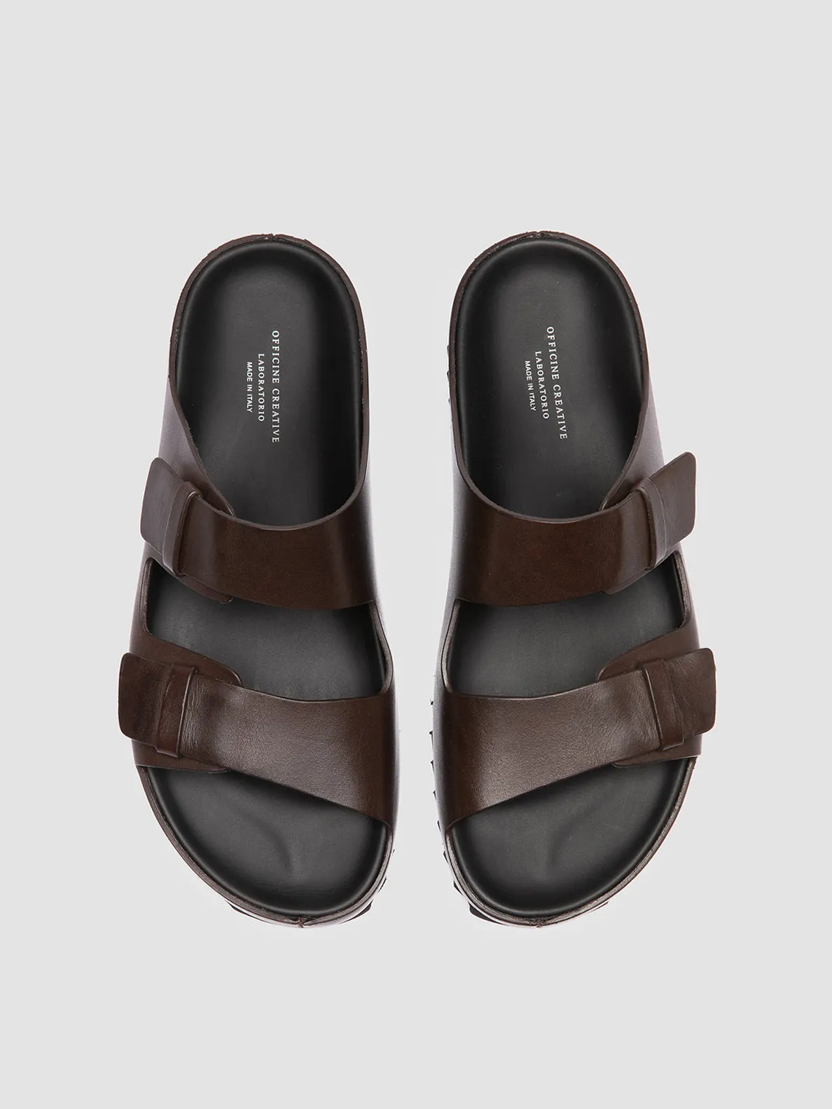 Stylish Wear Step Easy AGOR?? 010 - Brown Leather Slide Sandals
