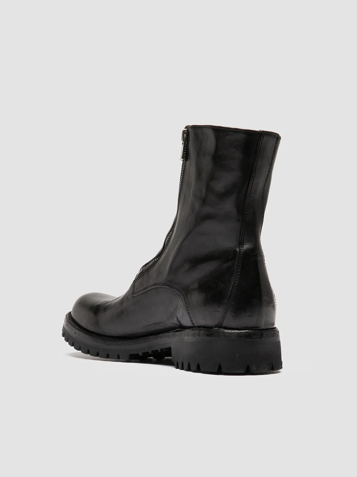 IKONIC 012 - Black Leather Zipped Boots Boost Power