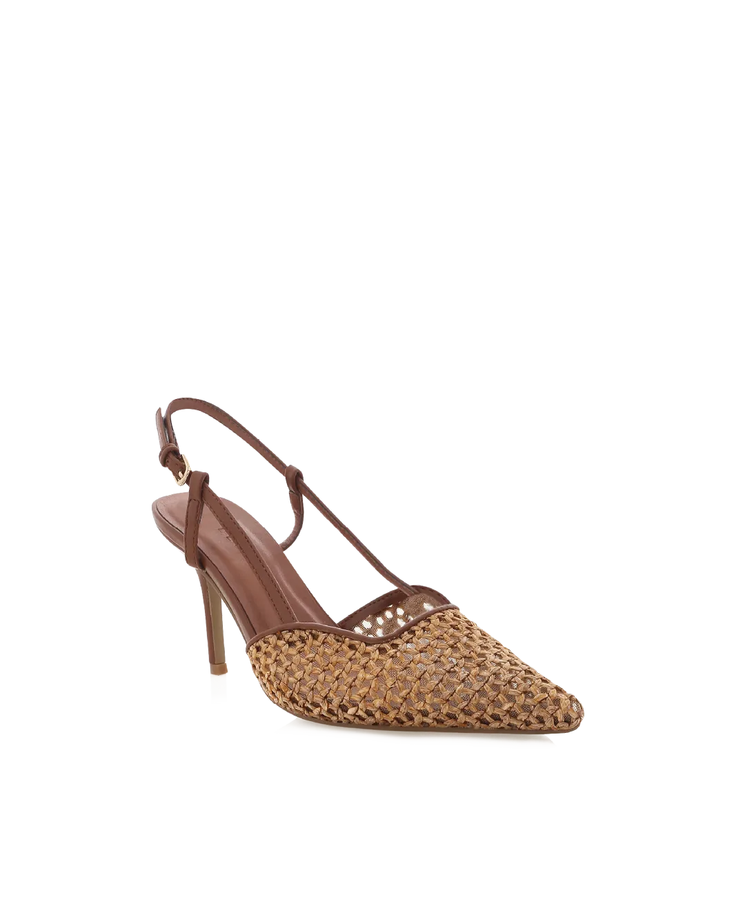 Cozy High Heel Boots Lightweight Design KAMERON - DARK TAN-NATURAL RAFFIA