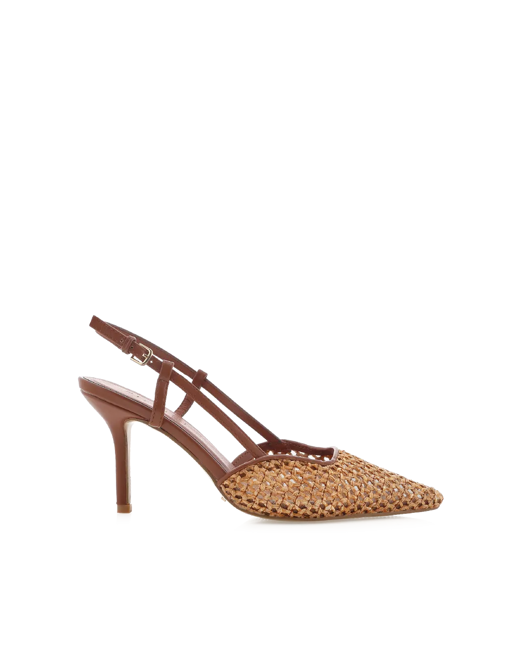KAMERON - DARK TAN-NATURAL RAFFIA Casual Heels for Work Slip-Resistant Heels