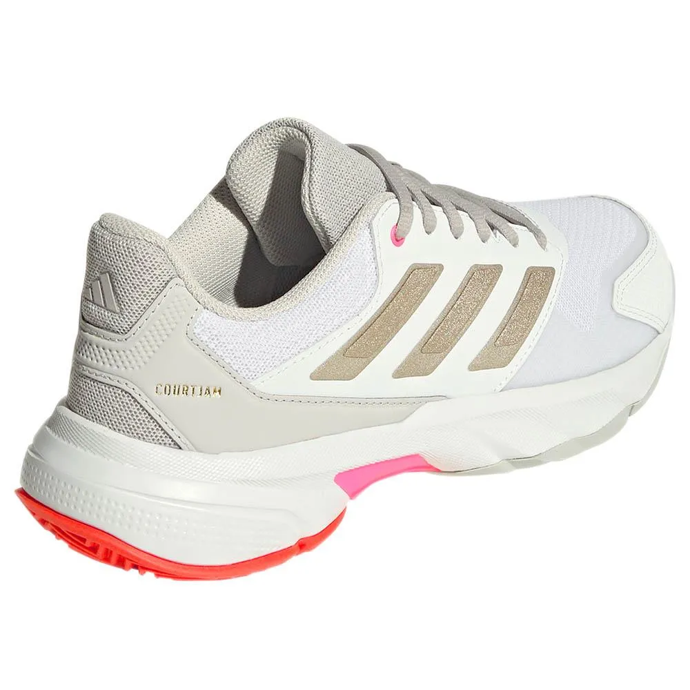 Elastic Fit adidas Women's CourtJam Control 3 - Cloud White/Iron Metallic