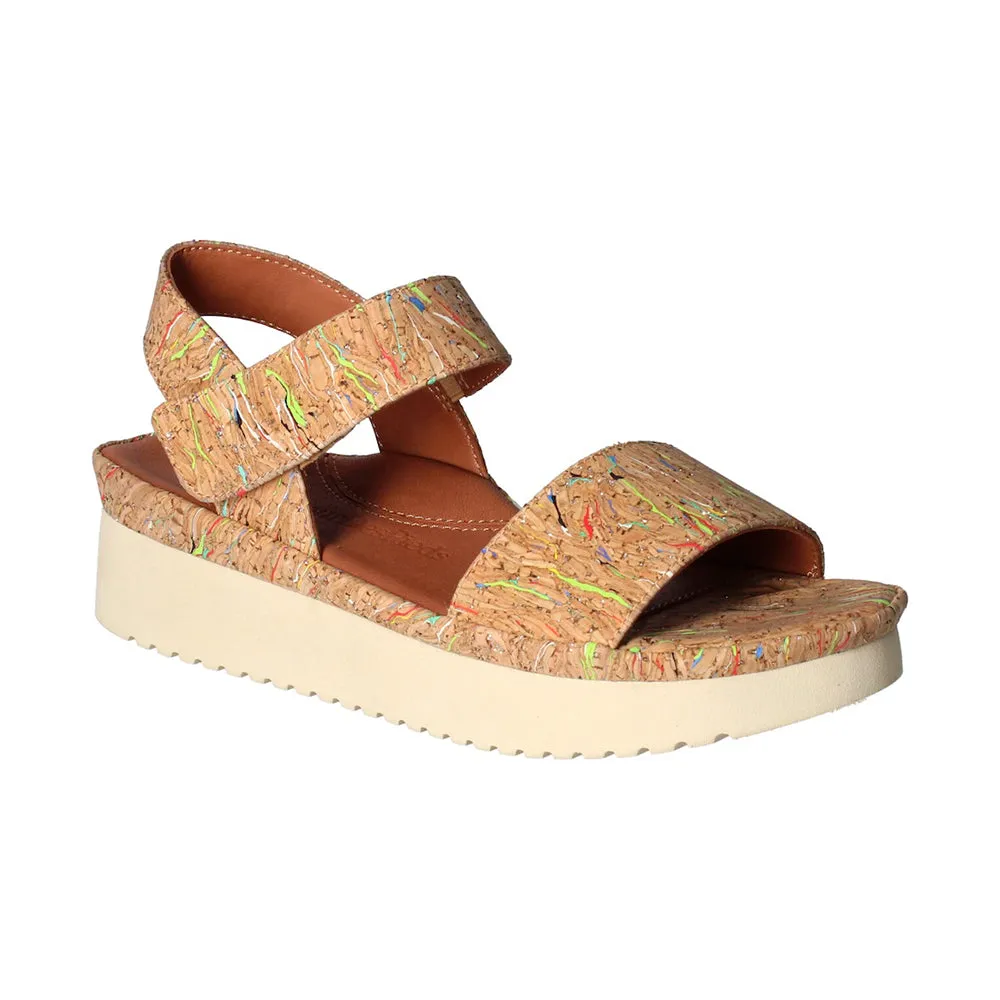 Abrilla Sandal - Bright Multi Cork Slip On Style