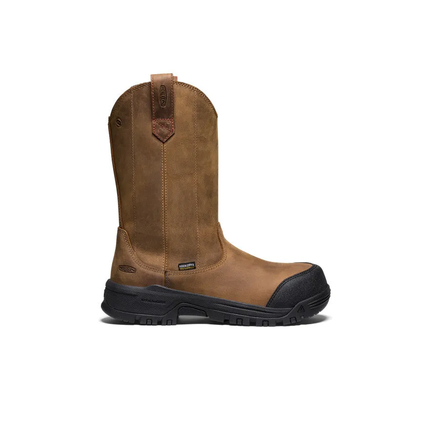 Secure And Comfortable Chukka Silhouette Women's Evanston Pull-On Waterproof Boot (Carbon Toe)  |  Bison/Black