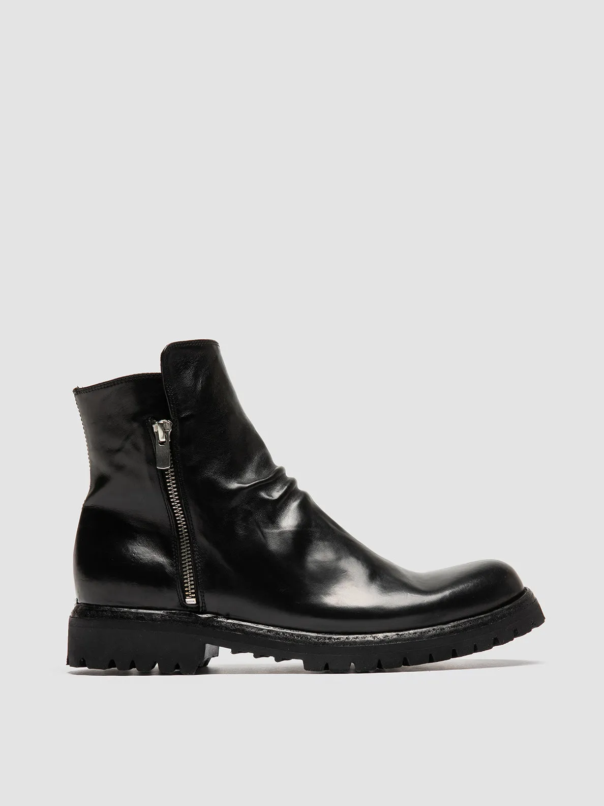 IKONIC 004 - Black Leather Zip Boots Low Profile