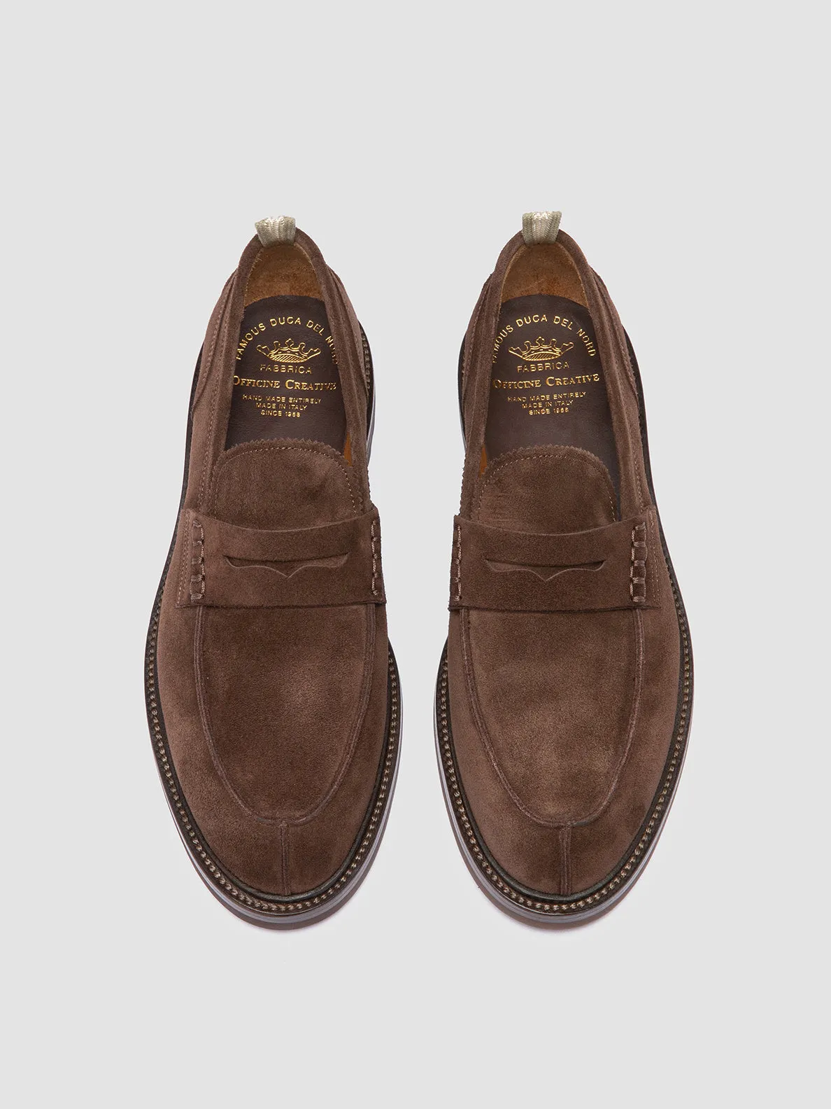 SAX FLEXI 001 - Brown Suede Penny Loafers Cushioned Sole Quick Release