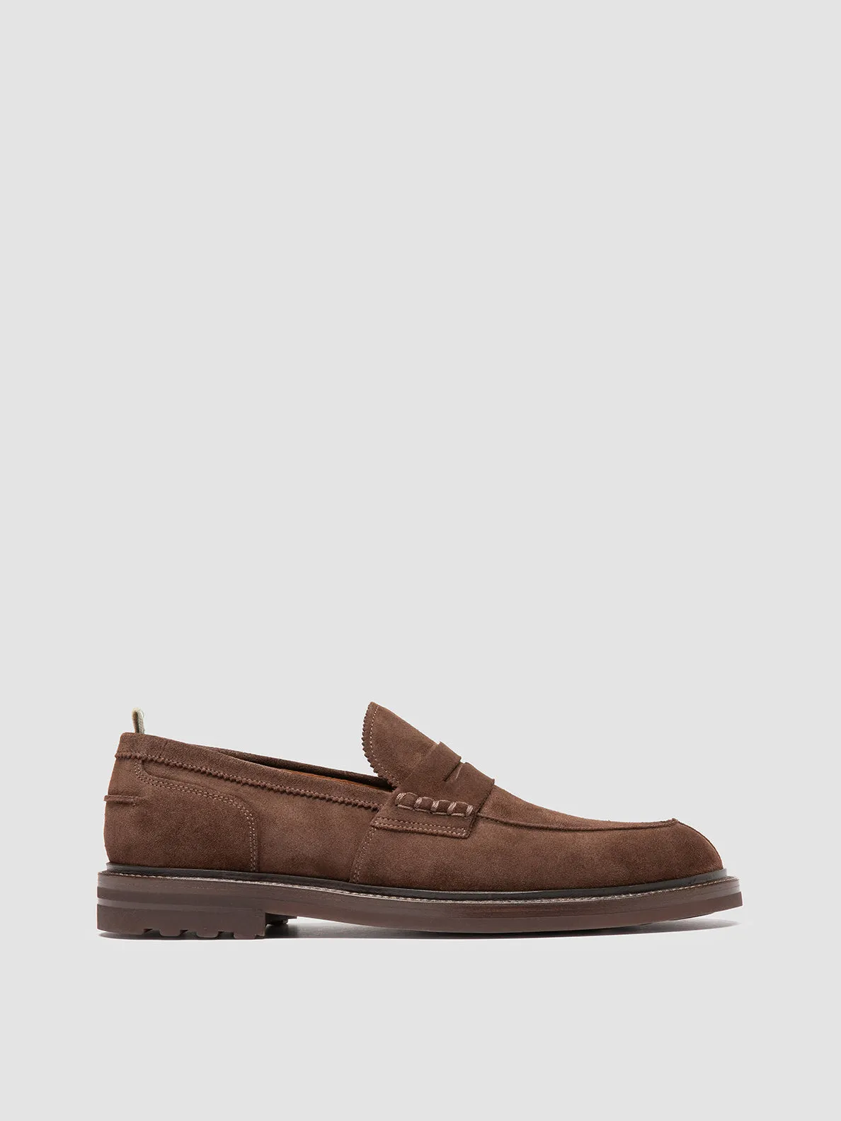 SAX FLEXI 001 - Brown Suede Penny Loafers Sleek Profile Quick Release